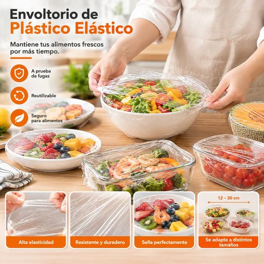 【2 bolsa, 200 piezas】de tapas elásticas para alimentos