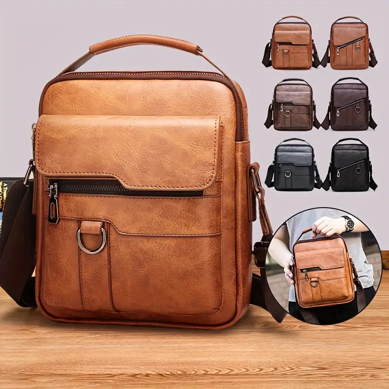 Nuevo bolso de hombro informal retro de piel de vaca de gran capacidad para hombre
