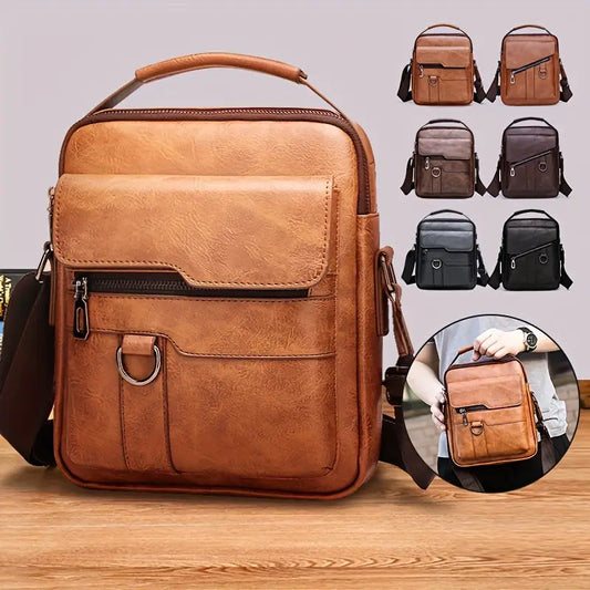 👜✨ Bolso Casual de Piel de Vacuno para Hombre – Elegante, Resistente y de Gran Capacidad