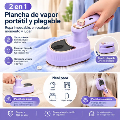 ✨ Nueva plancha de vapor 2 en 1, plancha portátil plegable, plancha doméstica pequeña para uso en seco y húmedo.
