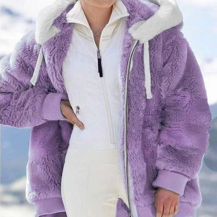 ☃️Oferta limitada: 39% de descuento❄️【S-5XL】Chaqueta de mujer 2026 de felpa gruesa con rayas en contraste
