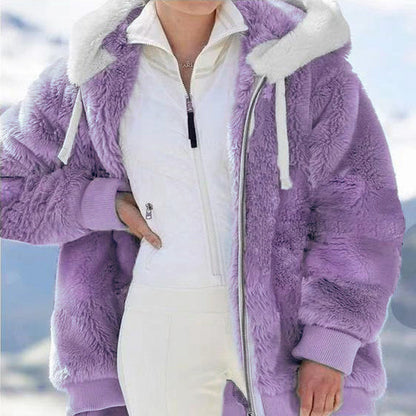 ☃️Oferta limitada: 39% de descuento❄️【S-5XL】Chaqueta de mujer 2026 de felpa gruesa con rayas en contraste