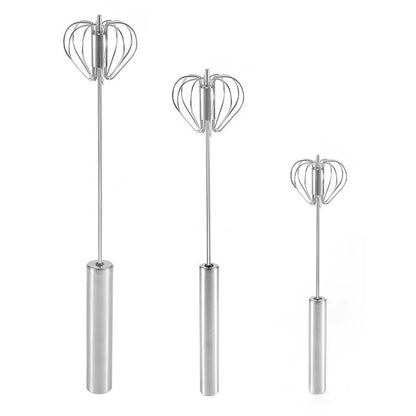 【 Conjunto de 3 piezas】Batidor de huevos semiautomático de acero inoxidable