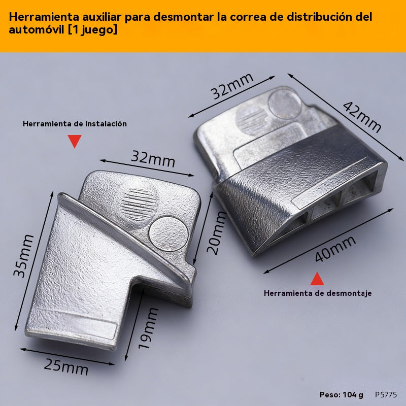 【Juego de 2 piezas】Herramienta de extracción e instalación de la correa del motor del automóvil, no daña la correa, está hecha de metal resistente y duradero.