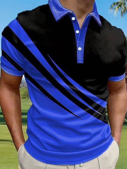 🔥【50%OFF】👔【S-6XL】Nueva camisa polo de verano para hombre con estampado 3D a rayas