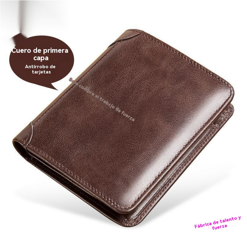 👝✨ Nueva cartera antirrobo de cuero genuino para hombre