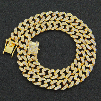 Pulsera de aleación de zinc con diamantes cubanos engastados en forma de llama de 20 mm