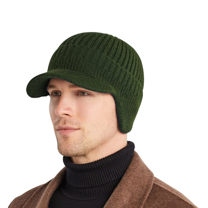Gorro de punto cálido de invierno para hombre con orejeras.