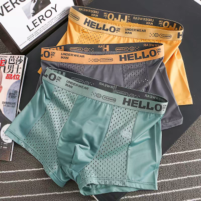 🔥【6 piezas】🛡️🧊 Bóxer de seda de hielo para hombre con malla transpirable【40-90KG】