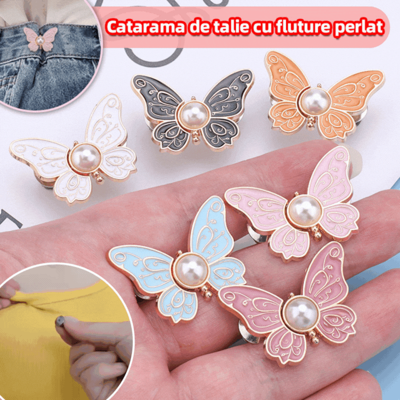 🦋[20 piezas 27 euros]Pantalones abotonados con botón de cintura de mariposa de perla cintura fija