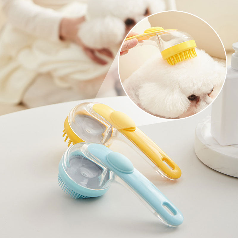 🌟 【2 piezas】Cepillo de baño para mascotas con dispensador de champú incorporado 🐾 Apto para perros y gatos – Fácil de usar, producto de aseo aprobado por veterinarios 💧