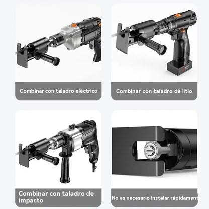Taladro eléctrico convertido en sierra alternativa, adaptador de cabezal de sierra de calar para trabajar la madera.