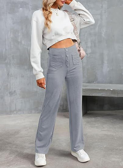【M-2XL】Pantalones rectos casuales de cintura alta para mujer, moda 2026