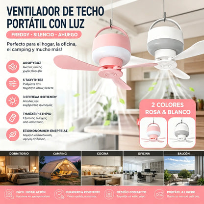 ⏰ Oferta por tiempo limitado: ¡Ventilador de techo recargable con luz LED! 🌬️✨