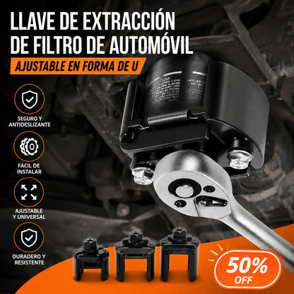 【60-80mm】Llave de extracción de filtro de automóvil ajustable en forma de U