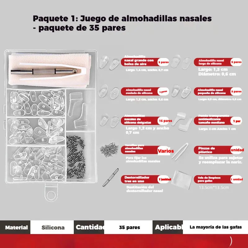 🔧Kit de reparación de almohadillas nasales para gafas