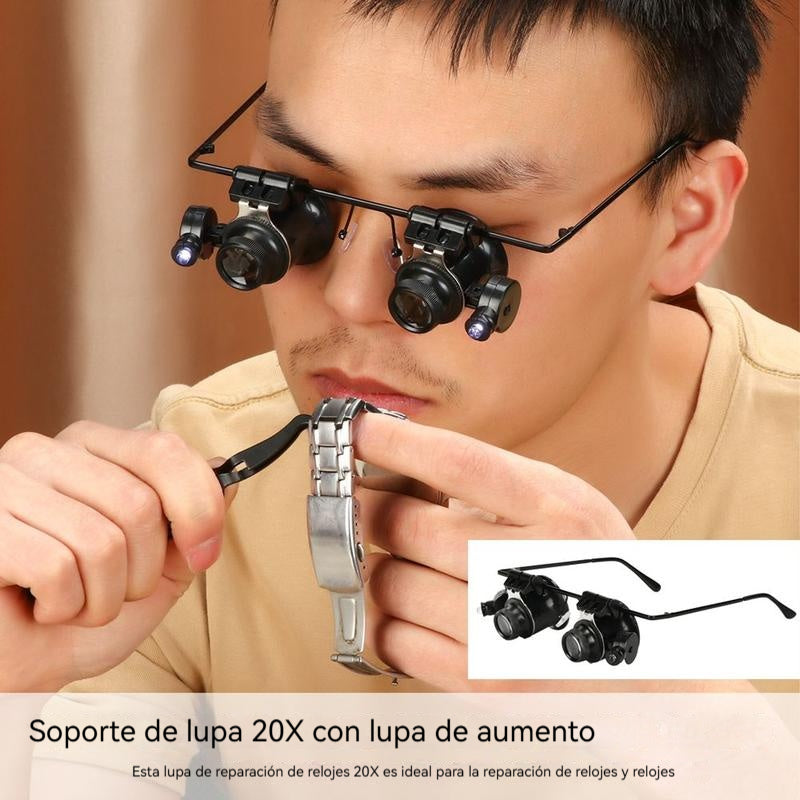 💡👓Gafas de reparación montadas en la cabeza con luces LED, que ofrecen un aumento de alta definición de 20x.