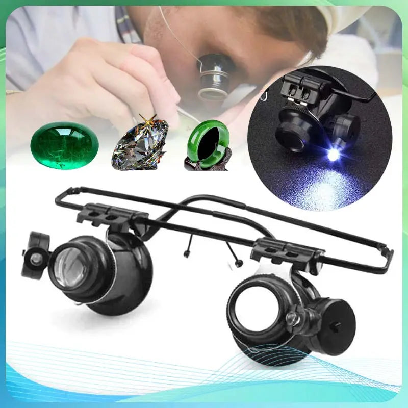 💡👓Gafas de reparación montadas en la cabeza con luces LED, que ofrecen un aumento de alta definición de 20x.