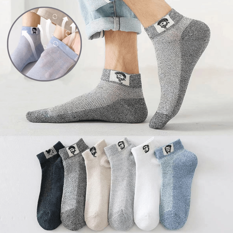 🔥🧦【10 pares】（35-42）Calcetines desodorantes transpirables de verano para hombre.
