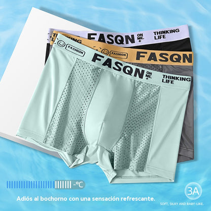💥👍Calzoncillos bóxer de malla transpirable de seda helada para hombre