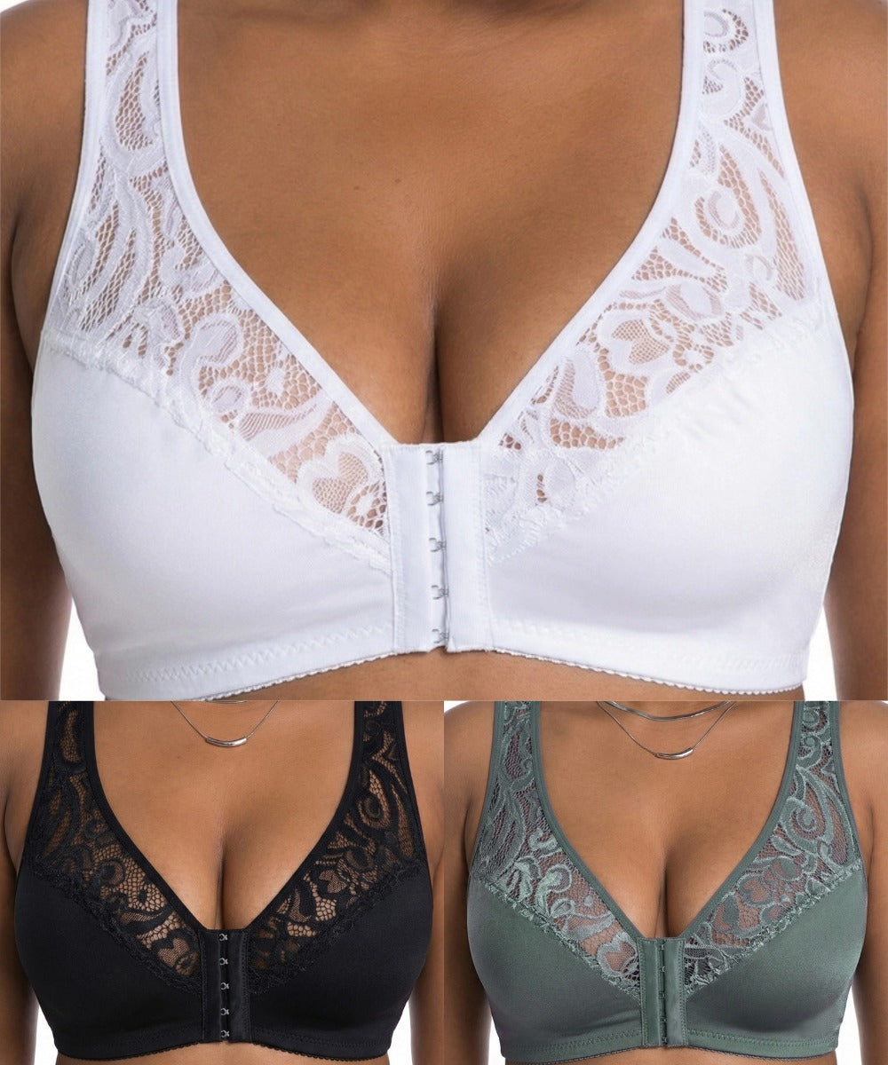 💕 Zadnji dan - 50 % popusta【3-delni komplet】【L-4XL】😍 push-up modrček z žico za večje velikosti, brezšiven dizajn z zapenjanjem spredaj, plačilo po povzetju