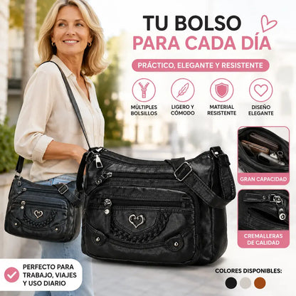 Bolso bandolera vintage con estilo para mujer — PU suave — Diseño con múltiples bolsillos, gran capacidad de almacenamiento