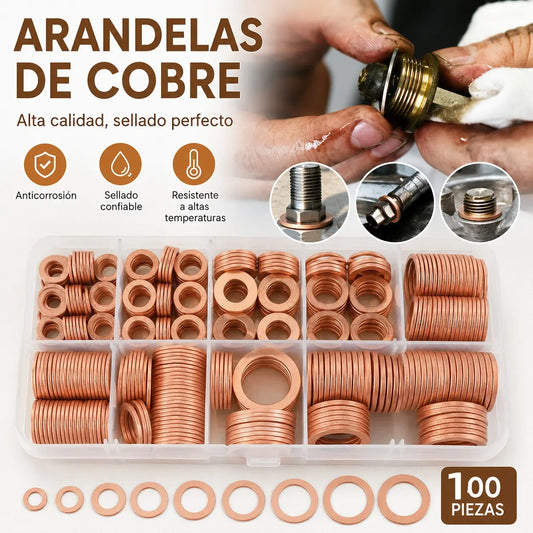 🔥📌【100 piezas】Una caja de arandelas/juntas tóricas de cobre con tapones de aceite