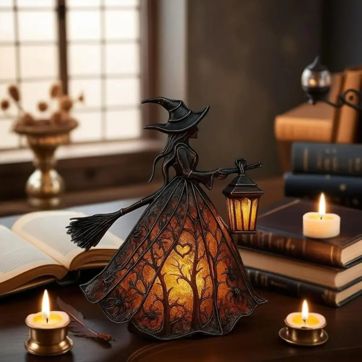 🧙‍‍♀️Boszorkánylámpa, egy hátborzongató gótikus lámpásdekoráció, egyedi asztali lámpa dísz, állólámpa, alkalmas otthonra, verandára, irodába, partidekorációnak és ajándéknak is.