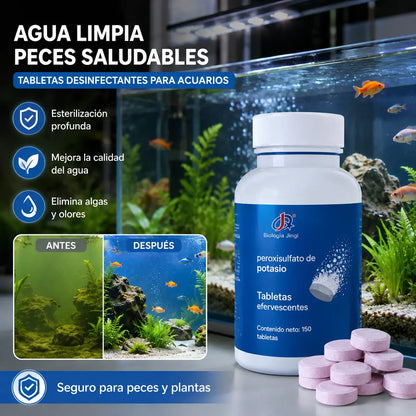 【150 cápsulas】Tabletas efervescentes para la limpieza del agua en acuarios y estanques