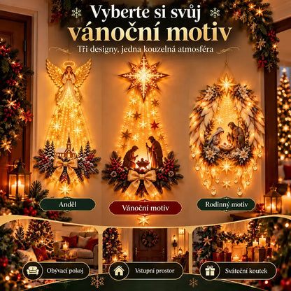 💡✨Světelná nástěnná dekorace s vánoční scénou