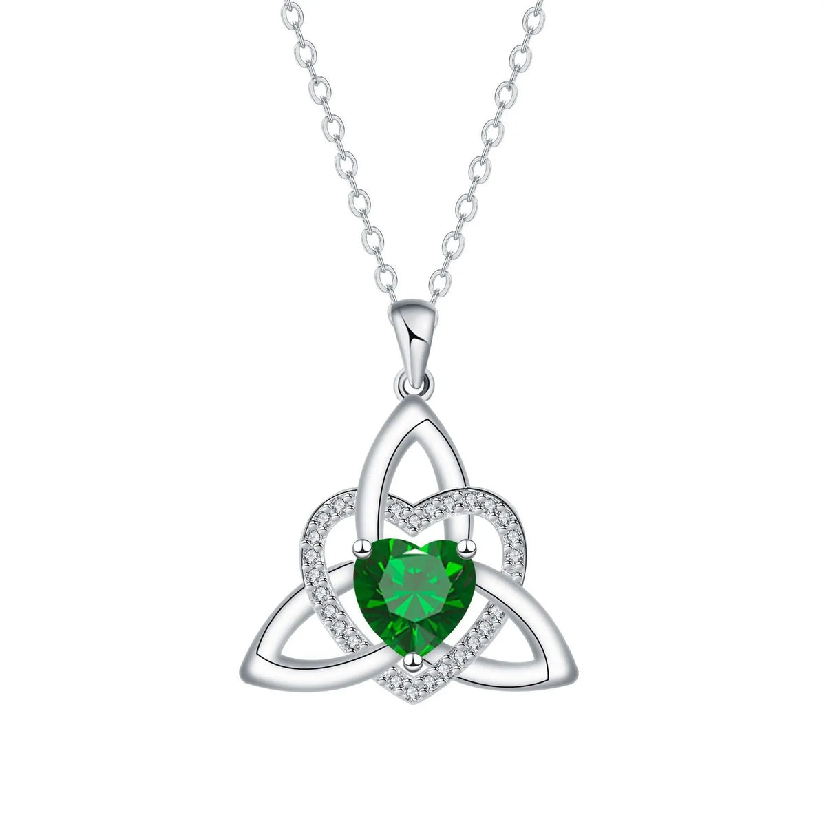 ⏳Oferta por tiempo limitado⏰ Collar de corazón con nudo de la Trinidad celta y piedra de nacimiento✨ Colgante de corazón con nudo de la Trinidad celta y piedra de nacimiento