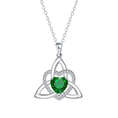 ⏳Oferta por tiempo limitado⏰ Collar de corazón con nudo de la Trinidad celta y piedra de nacimiento✨ Colgante de corazón con nudo de la Trinidad celta y piedra de nacimiento
