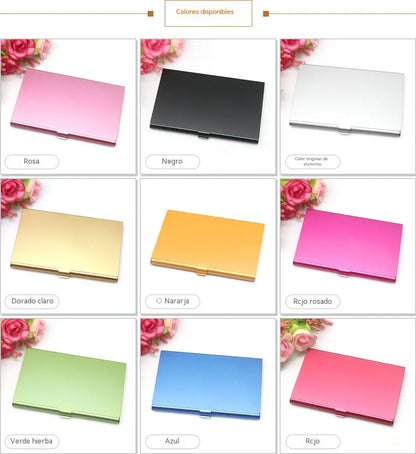 🔥【Juego de 9 piezas】Solo 30 euros💼Tarjetero portátil de aleación de aluminio con tapa abatible y colores vivos！