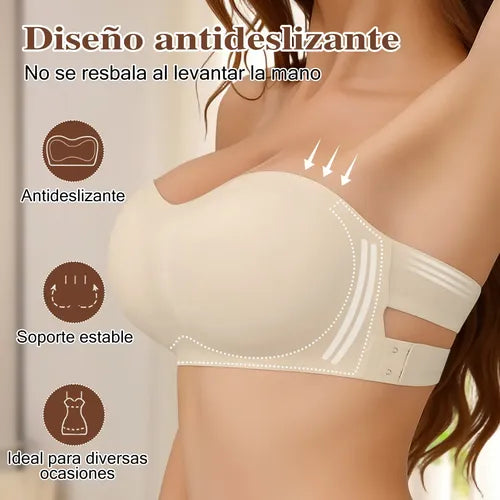 🌸🎁Conjunto de 3 sujetadores sin tirantes con efecto push-up e invisibles en tirante.