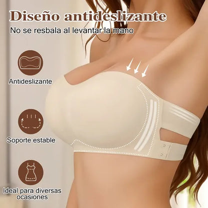 🌸🎁Conjunto de 3 sujetadores sin tirantes con efecto push-up e invisibles en tirante.