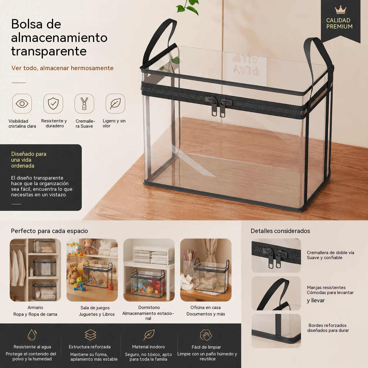🎁 Caja de almacenamiento de tela transparente | Organizador de armario plegable – ¡Perfecto para ropa, juguetes, mantas y más! 🧸👕📦