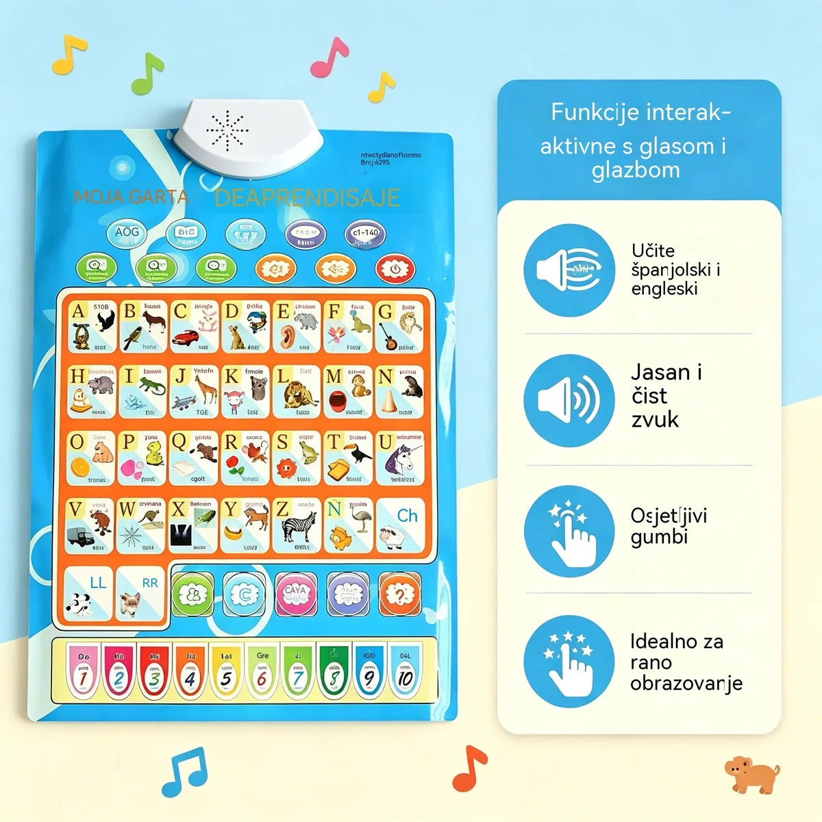 🔊 Edukativni zidni poster koji govori | Glasovi slova (26/27 slova) | Luksuzni poklon-set za djecu 🎁