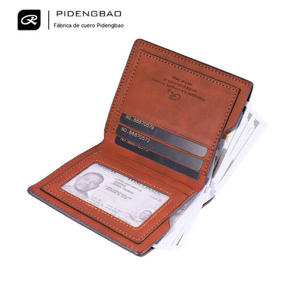 🎁🎁Nueva cartera informal para hombre, de piel repujada, elegante, vertical, delgada y con múltiples ranuras para tarjetas.