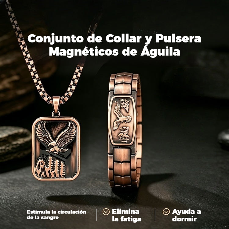 【Pulsera + Collar】Pulsera magnética para hombre con diseño de águila