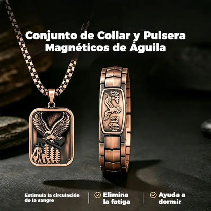 🔥【Pulsera + Collar】Pulsera magnética para hombre con diseño de águila