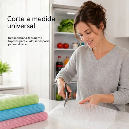 【8 piezas 】 Protectores impermeables para estantes de refrigerador — Antideslizantes, fáciles de limpiar y aptos para contacto con alimentos — Mantén los estantes ordenados y frescos ✨