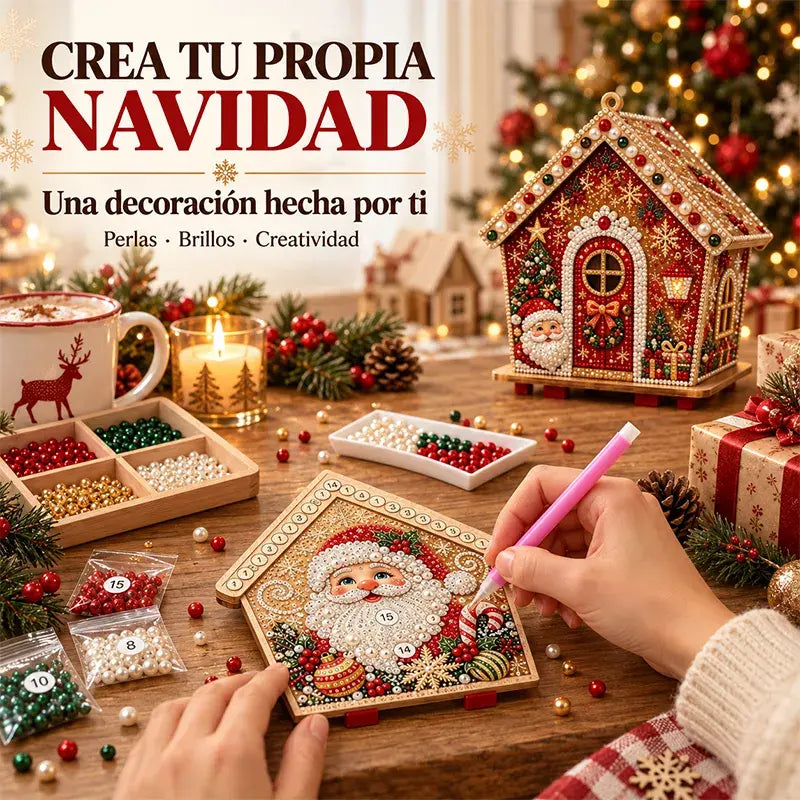 🎄🏠 Kit de Casa Navideña de Madera 3D | Adorno DIY para Montar y Decorar en Familia