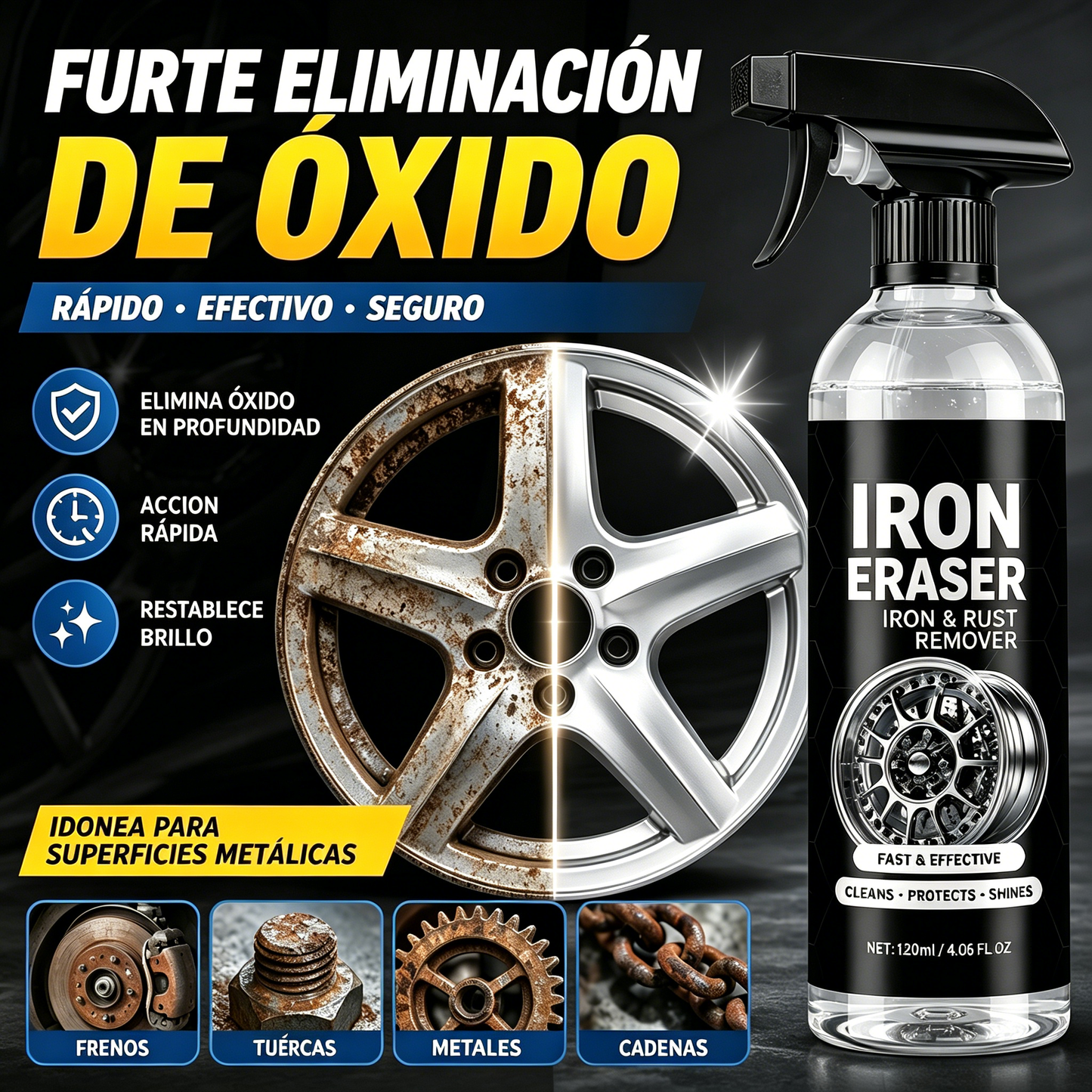 Limpiador profesional de óxido y hierro para automóviles