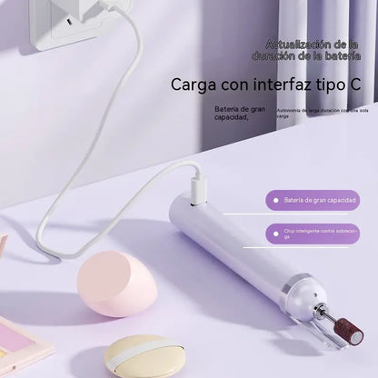 💅Lima de uñas eléctrica 2 en 1 con lámpara LED (lámpara de secado + 5 cabezales de pulido)