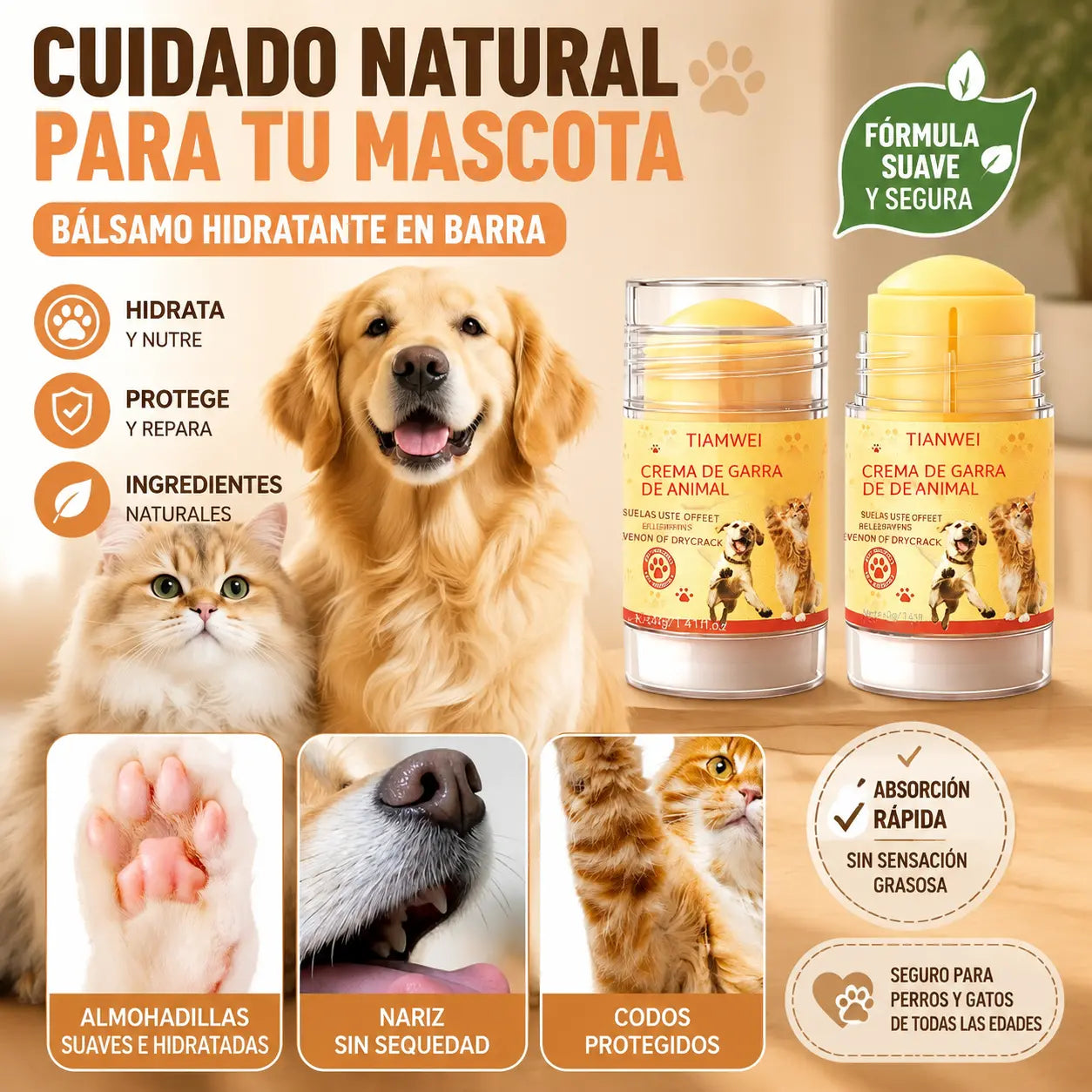 【3 botellas por 27 euros】💧🐾 Bálsamo hidratante para patas – 🐶 Mima las patas suaves y saludables de tu mascota