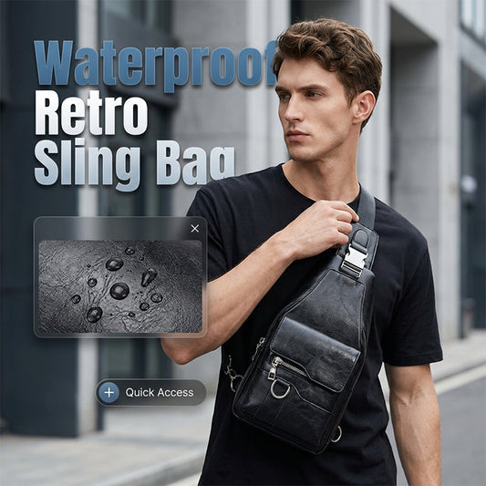 💯🎁Bolso bandolera retro impermeable de piel sintética para hombre.