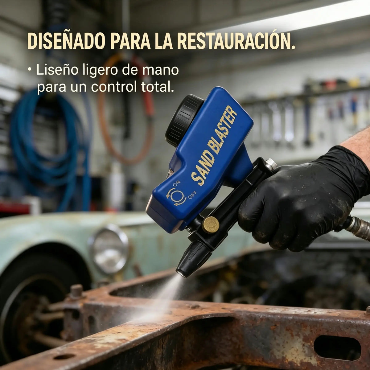 🔫✨ Pistola de chorro de arena portátil con alimentación por gravedad – para óxido, grabado y desbarbado