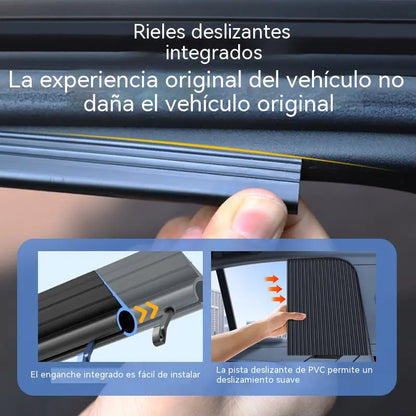 [Juego de 4 piezas] Cortina parasol con riel deslizante para ventana de coche y aislamiento térmico