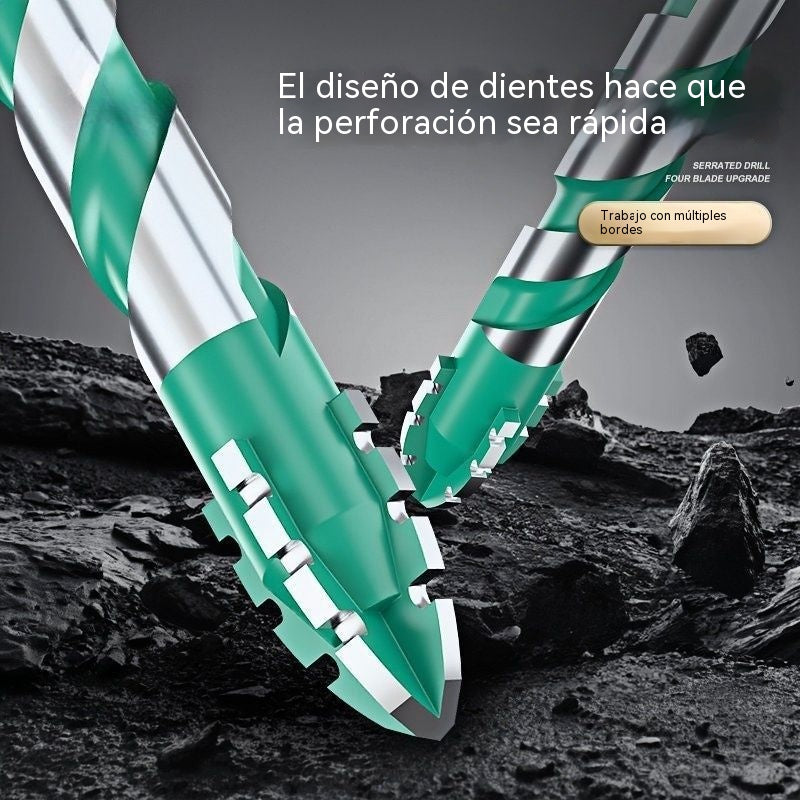 🔥【6+8+10+12mm】【4 piezas】Broca universal 4 filos: abre agujeros más rápidos, limpios y sin esfuerzo en todos los materiales.