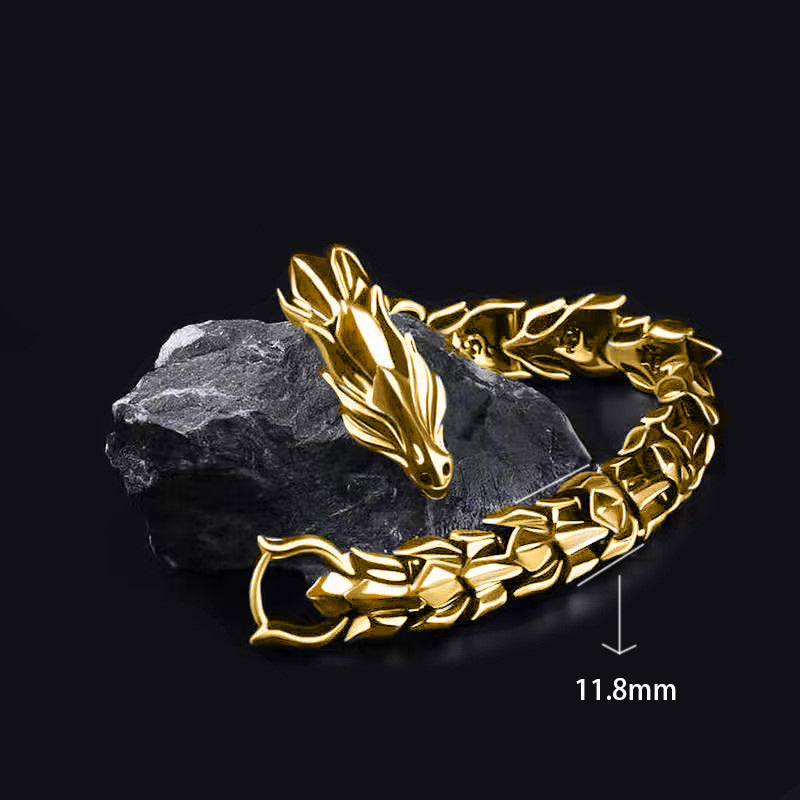 【🔥Compra 1 y llévate 1 gratis 】Pulsera popular de estilo retro con cabeza de dragón y escamas de dragón, estilo punk hip hop para hombre.
